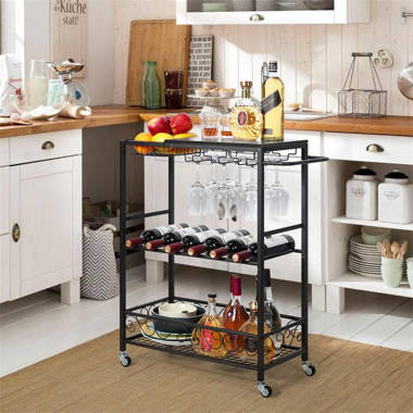 Small bar cart with wine online rack